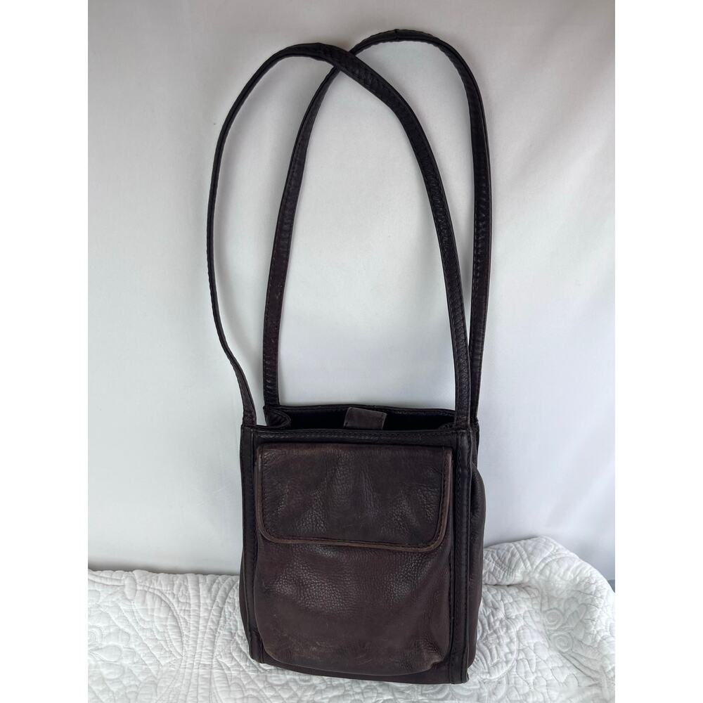 Fossil Brown Leather Small Pebbled Travel Lightweight MInimalist Purse Handbag - Picture 1 of 12